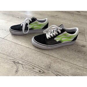 Vans Old Skool Green Flame Skate Shoes